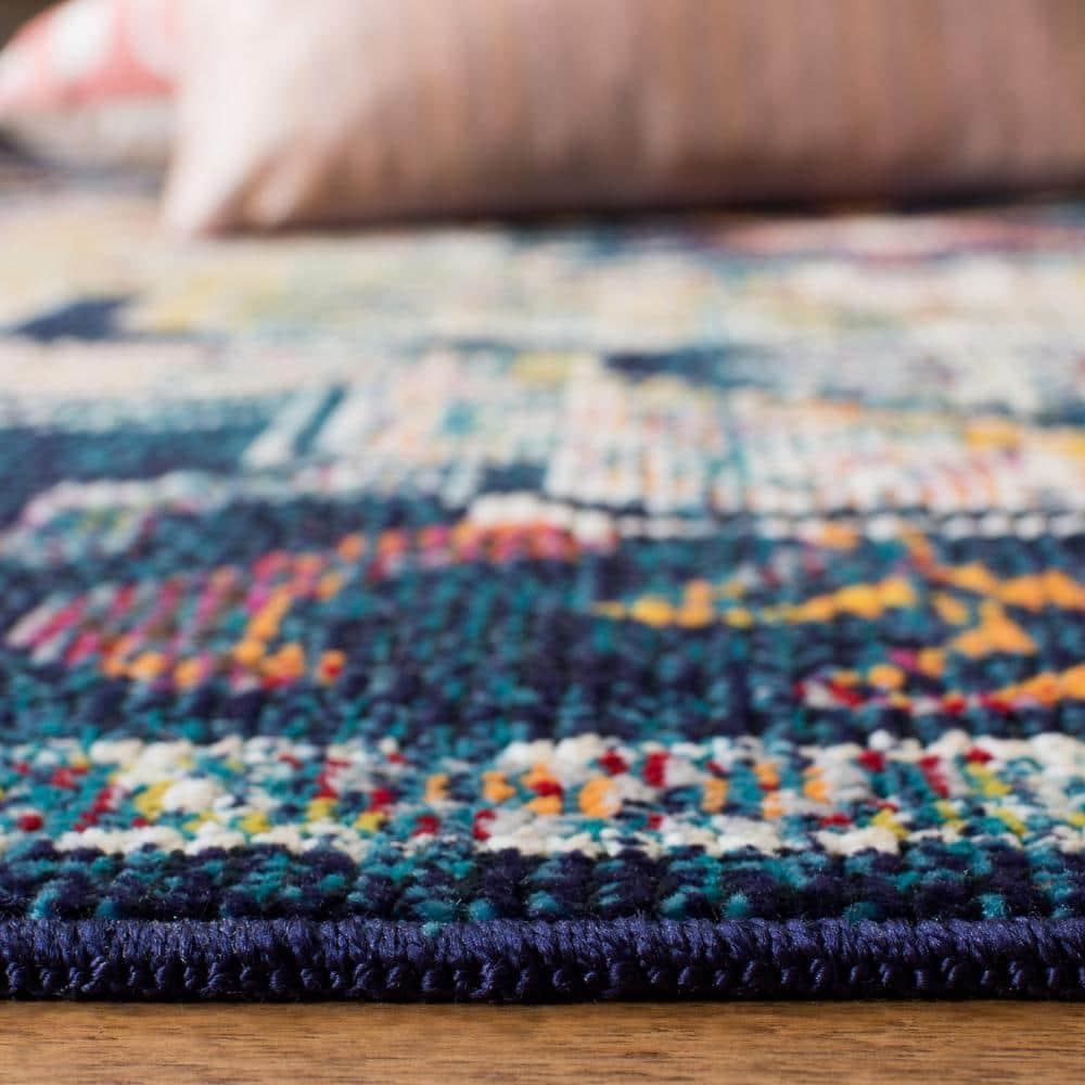 Crystal CRS501 Loomed Indoor Area Rug - Navy/Fuchsia - 6'7"x9'2" - Safavieh