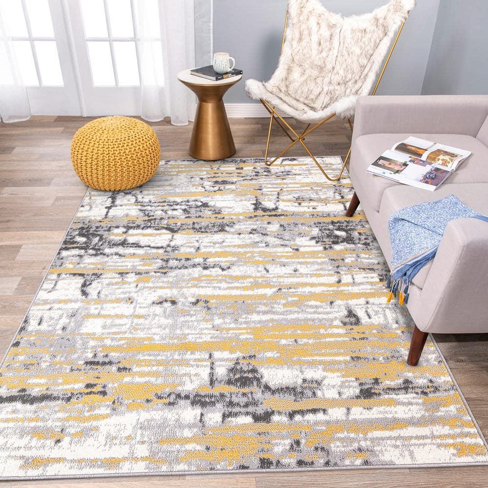 World Rug Gallery Vintage Abstract Modern Area Rug - Yellow 7'10" x 10'