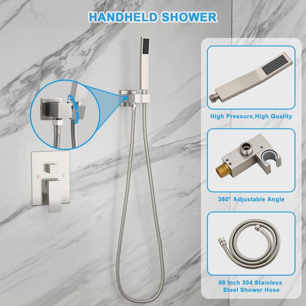 Lordear 10 Inches Luxury Wall Mounted Rainfall Shower Head System
