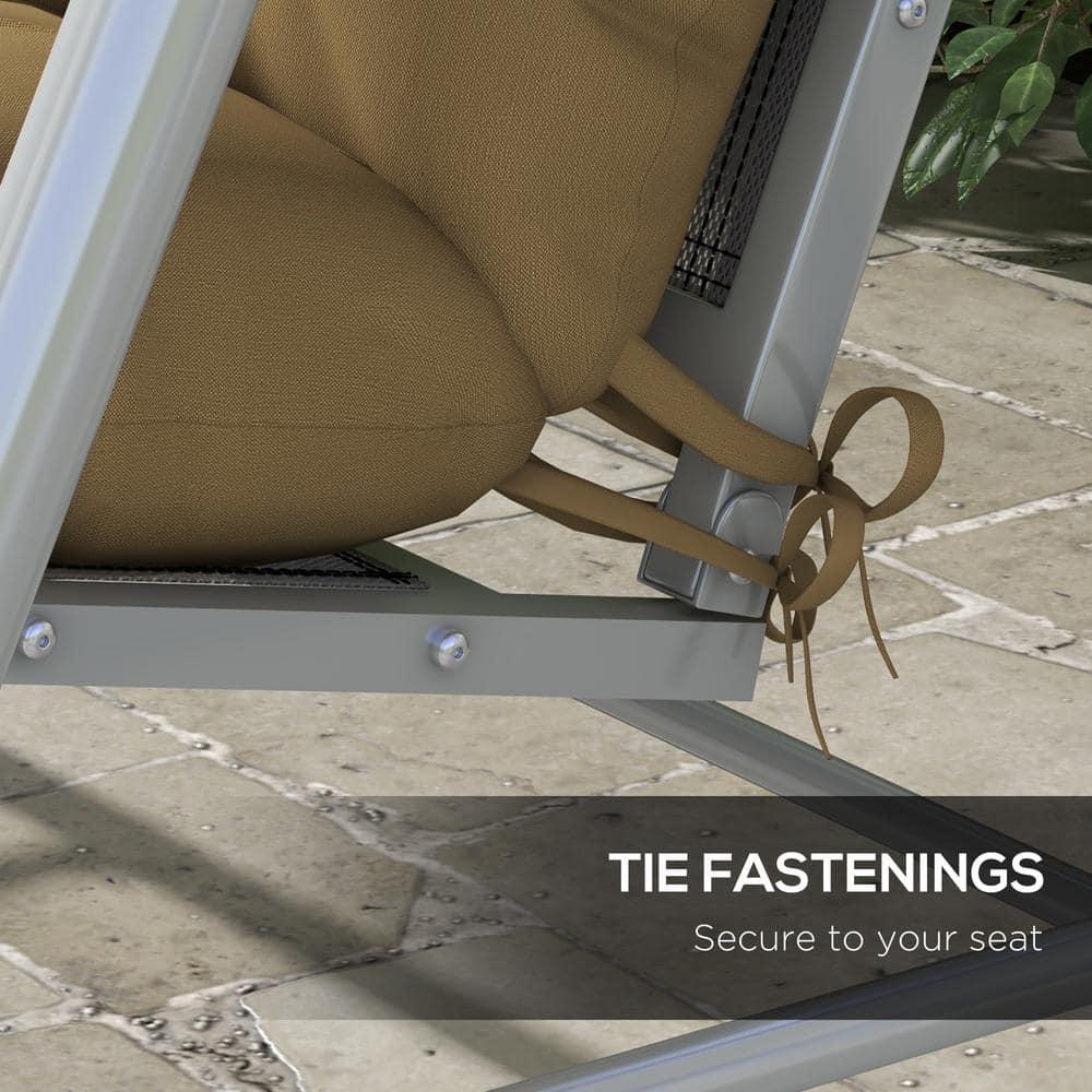 Outsunny 59" Tufted Bench Cushions & Throw Pillows, Replacement Bench Seat Pad, Back & 2 Pillows for Outdoor Furniture, Tan