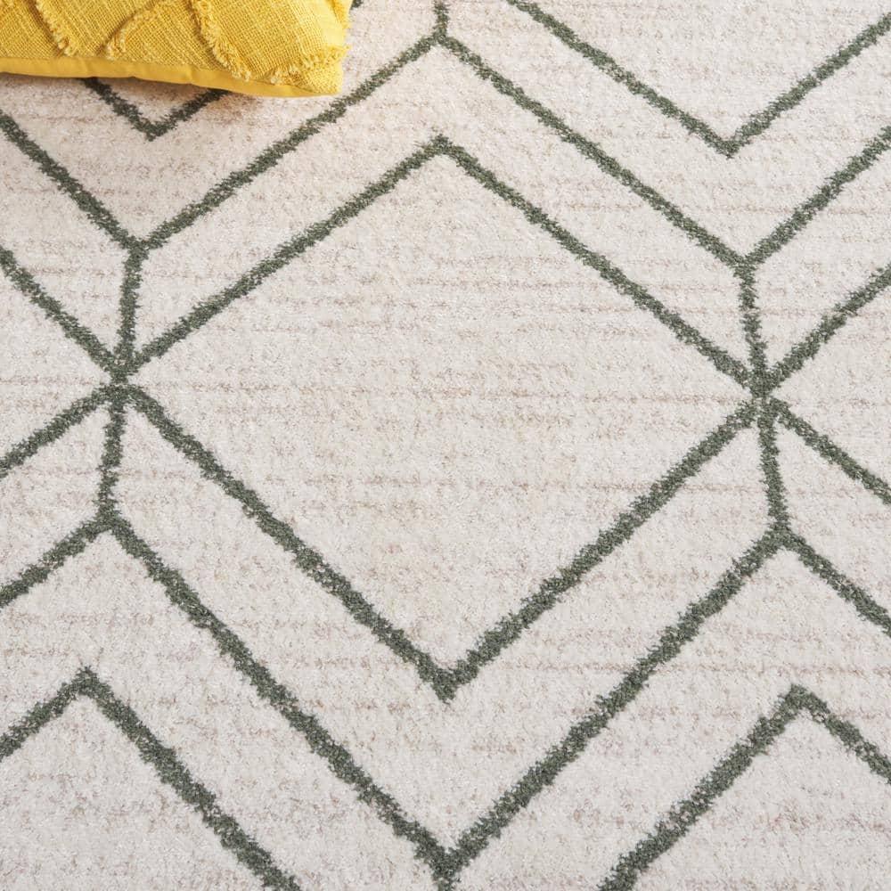 SAFAVIEH Adirondack Caitriona Geometric Area Rug, Ivory/Dark Green, 5'1" x 7'6"