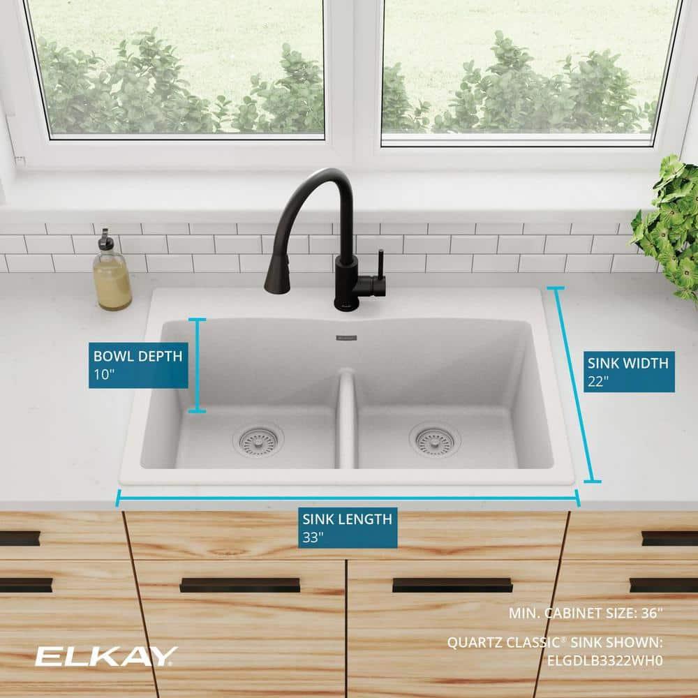 Quartz Classic 33" x 22" x 10" Double Basin Drop-In Kitchen Sink