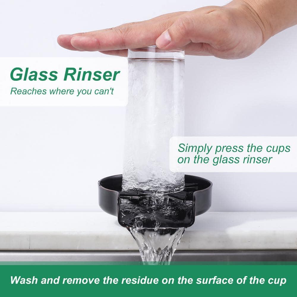 ARCORA Single Handle Stainless Steel Pull-Down Kitchen Faucet with Deckplate and Glass Rinser Combo