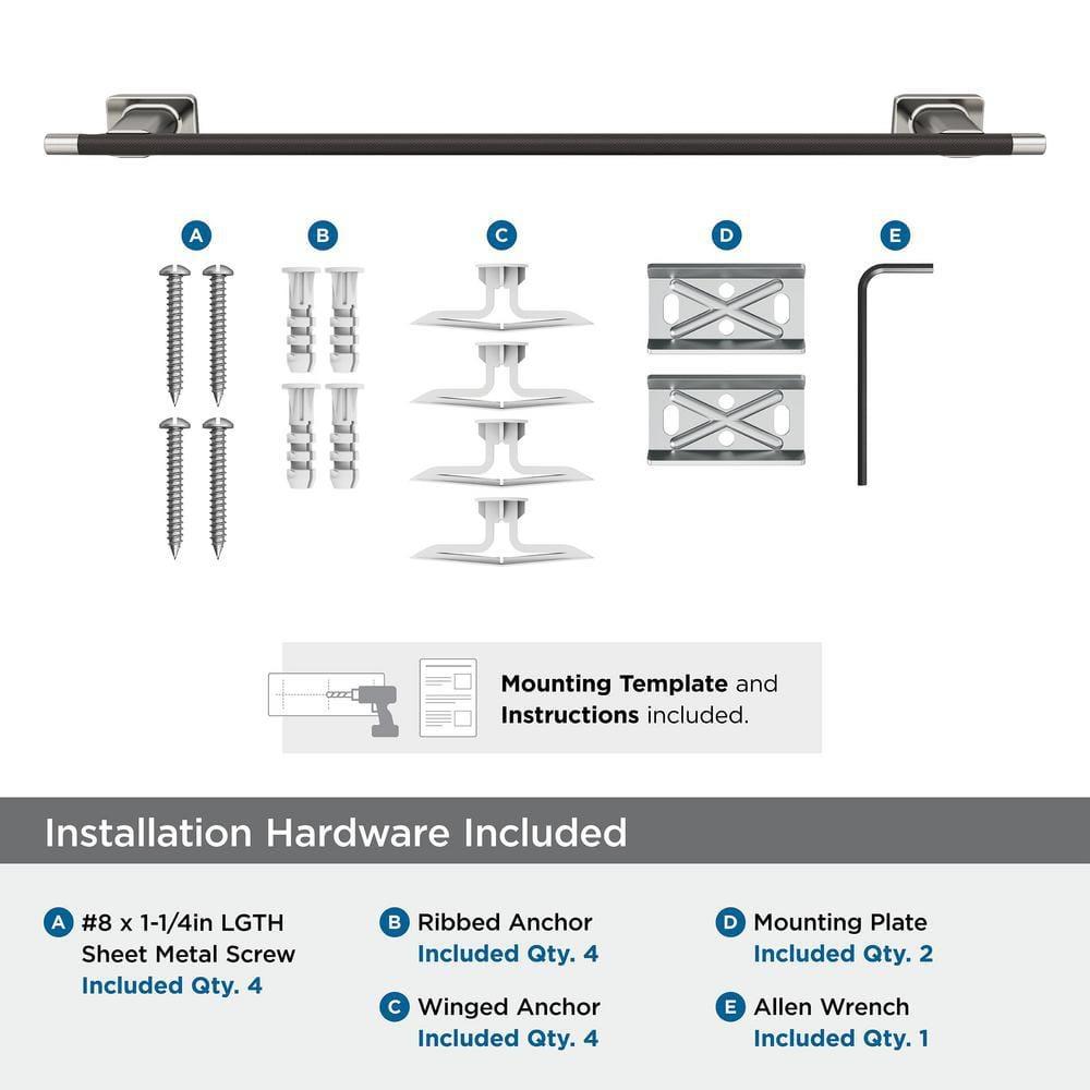 Amerock Esquire Brushed Nickel/Oil-Rubbed Bronze 24 inch (610mm) Towel Bar