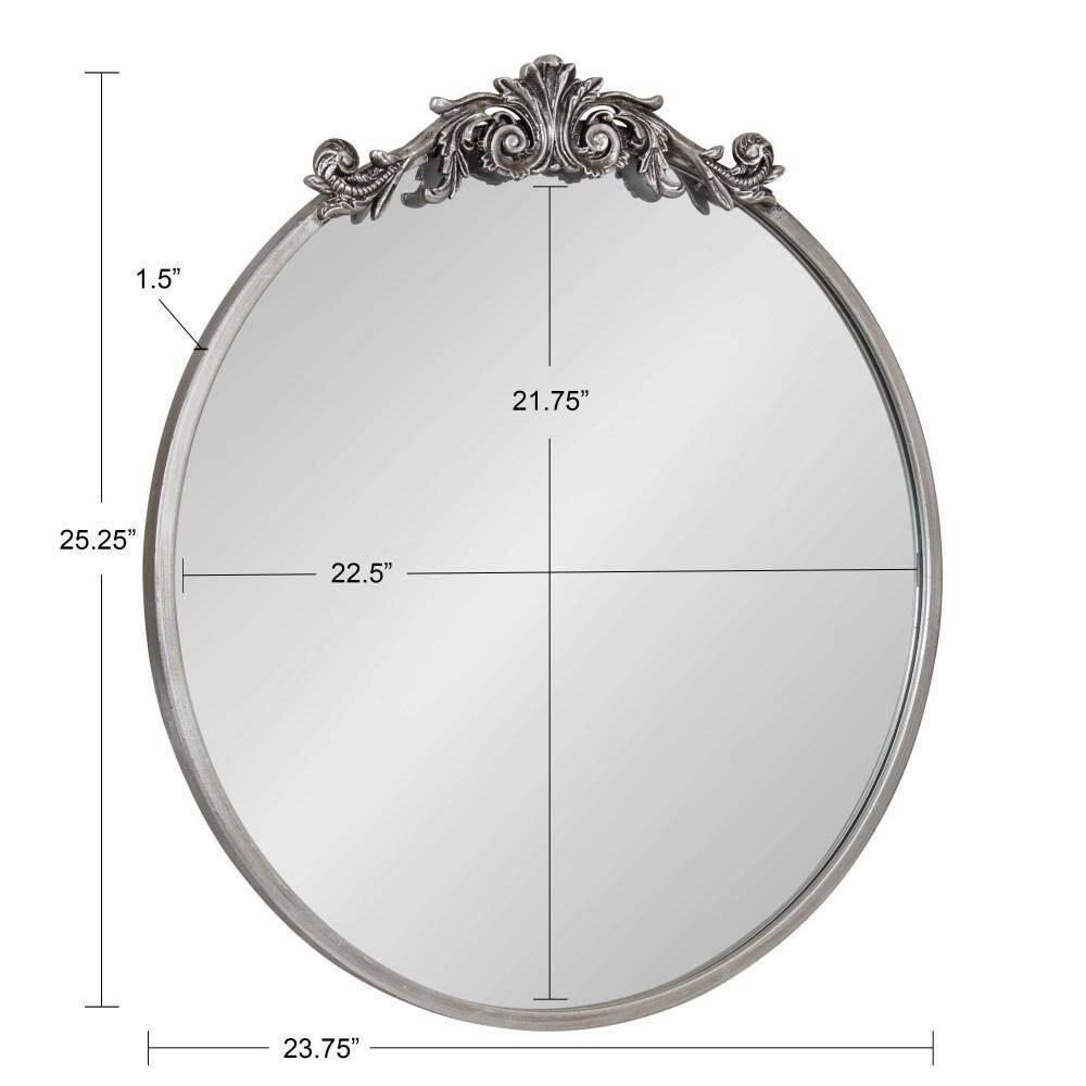 Kate and Laurel Arendahl Metal Round Mirror, 24" Diameter, Silver