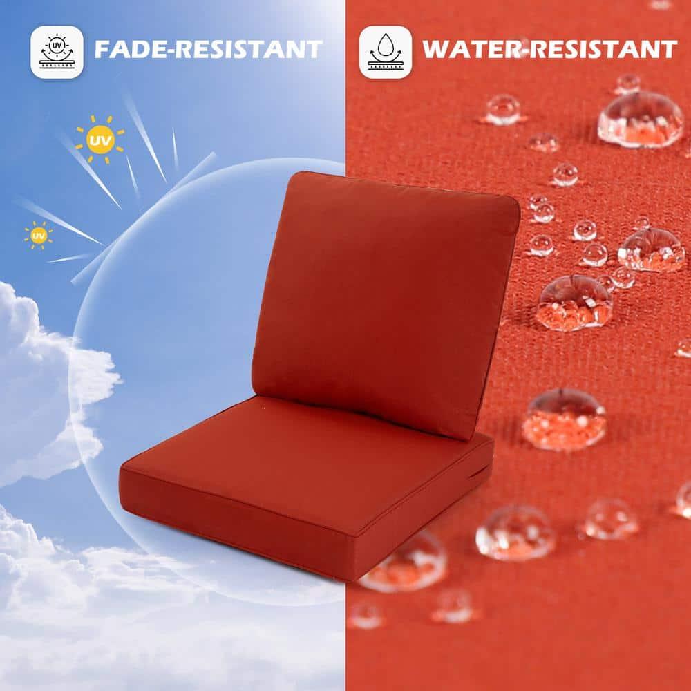 Yeahumalia Patio Deep Seat Cushions 23'' x 24'' with Removable Cover, Water and Fade Resistant, Red