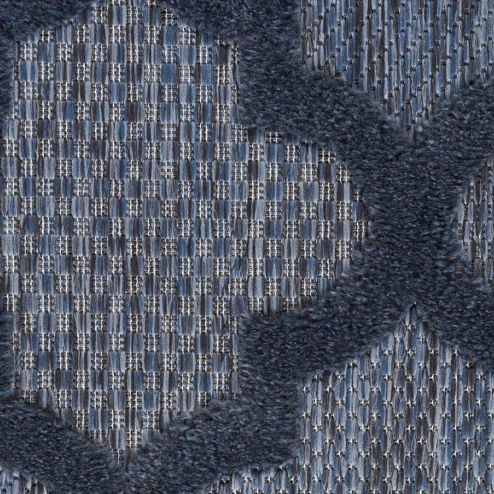 Nourison Easy Care Trellis Flatweave Indoor Outdoor Area Rug 5' x 7' Navy Blue