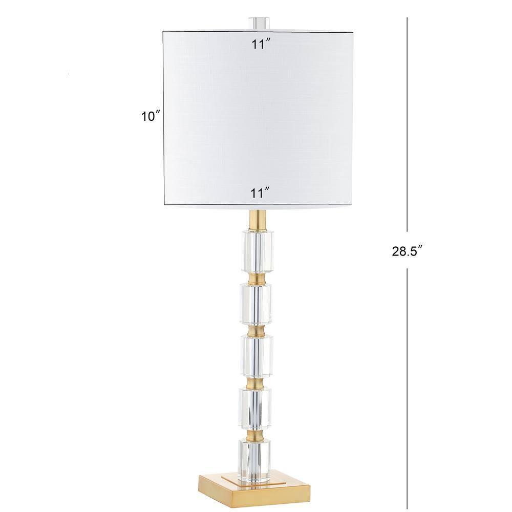 JONATHAN Y JYL5001A-SET2 Claire 28.5" Crystal LED Table Lamp, Clear/Brass (Set of 2)