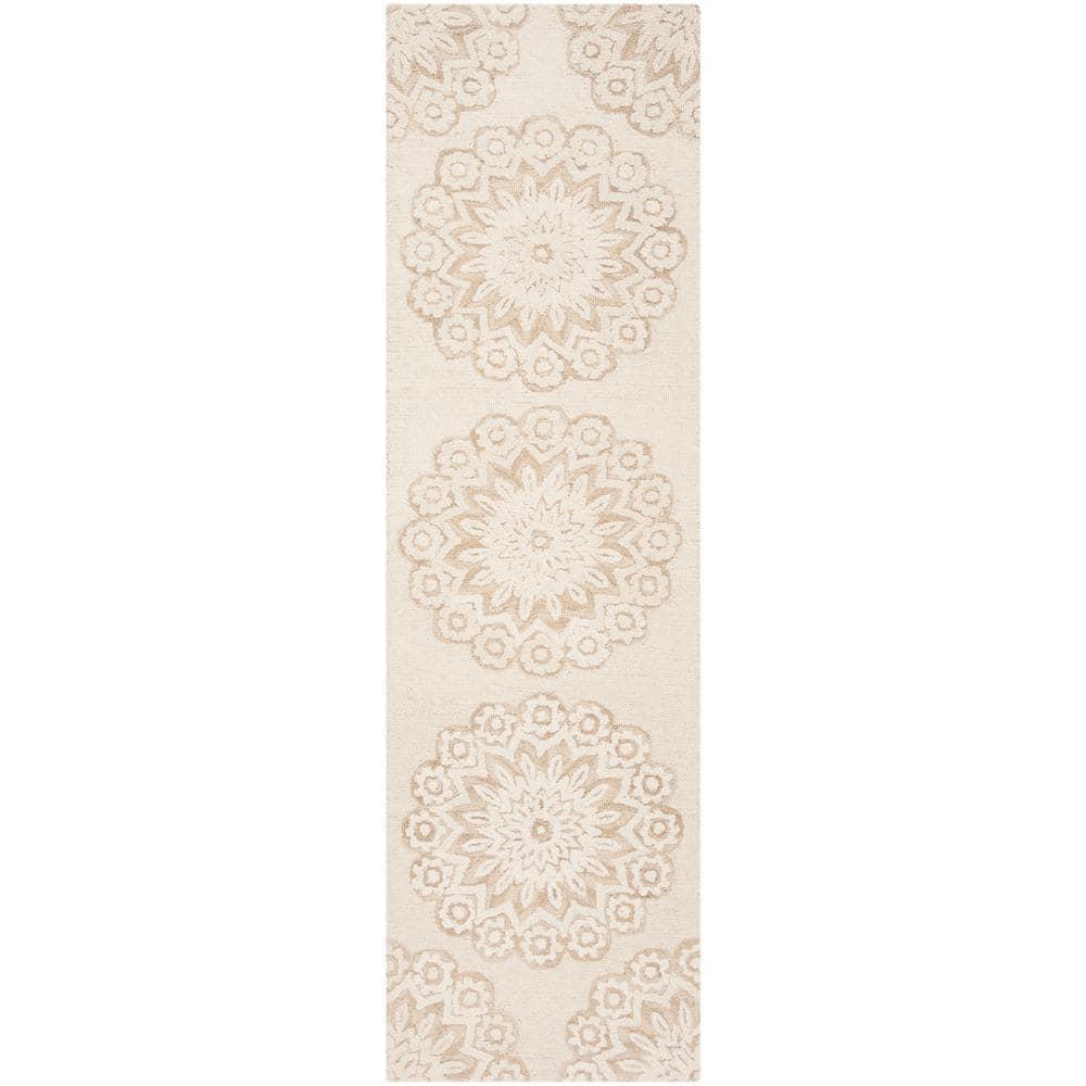 SAFAVIEH Blossom Brody Geometric Wool Runner Rug, Ivory/Beige, 2'3" x 8'