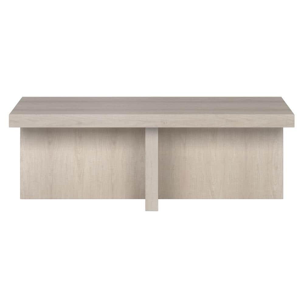 Evelyn&Zoe Contemporary High-Quality Rectangular Medium Density Fiberboard Coffee Table, Alder White