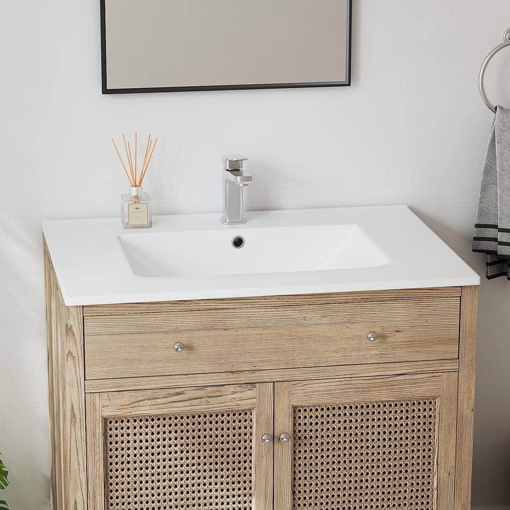 Eridanus Dayton 31" W x 22" D Vitreous China Vanity Top Sink in White with Single Faucet Hole (Sink Only)