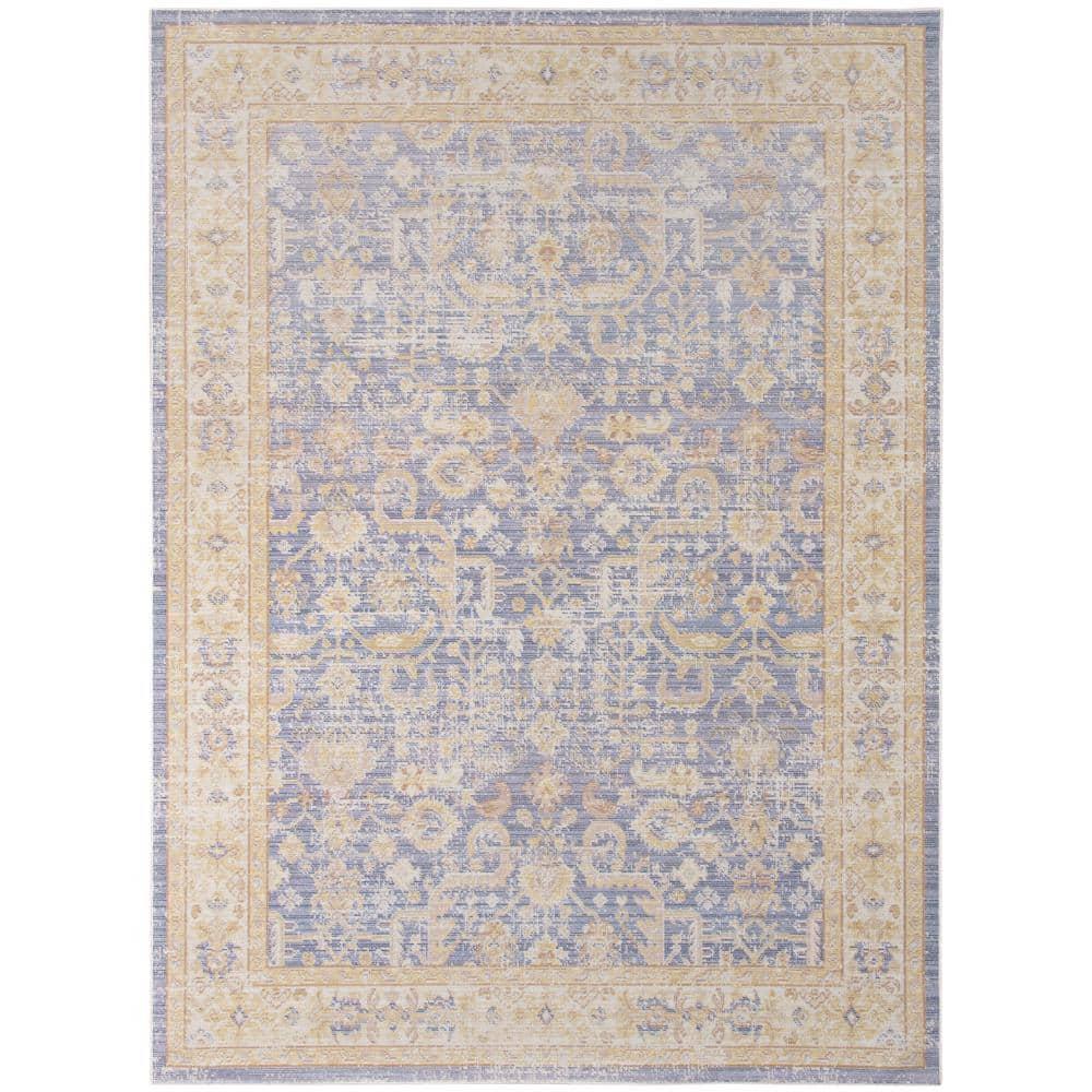 Century 5 x 8 Lavender/Ivory Bordered Pattern Area Rug for High Traffic Living Room Dining Room Bedroom