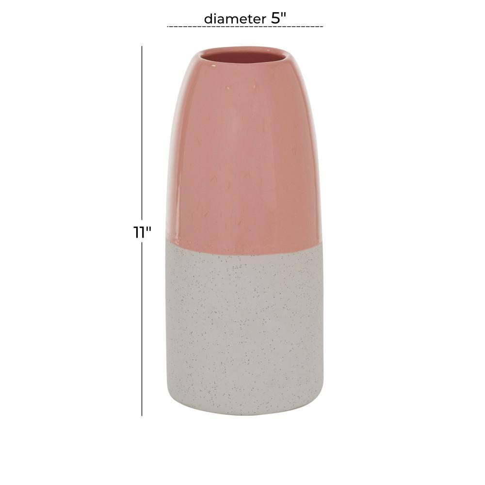 DecMode 5"W, 11.25"H Stoneware Modern Vase, Pink, 1 - Piece