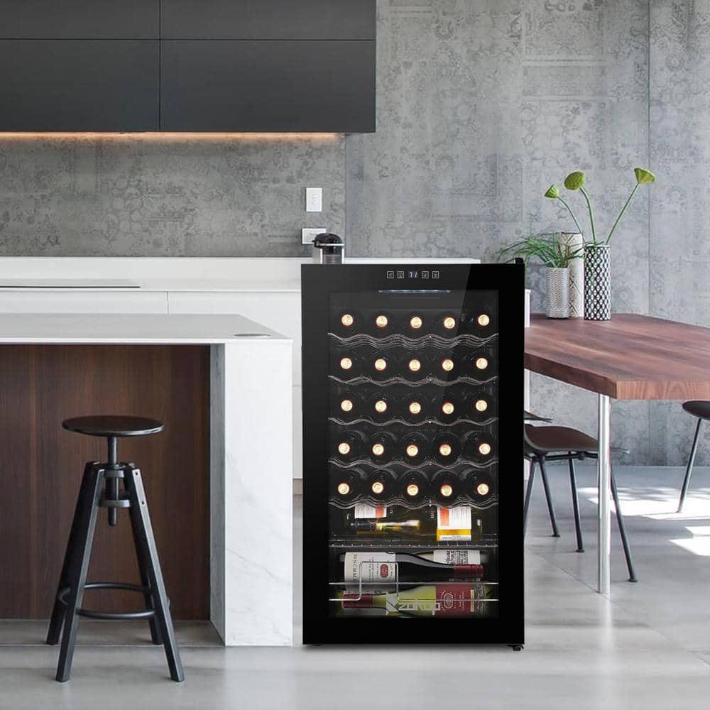 SalonMore 34 Bottle Compressor ElectronicTransparent Glass Door Wine Cabinet