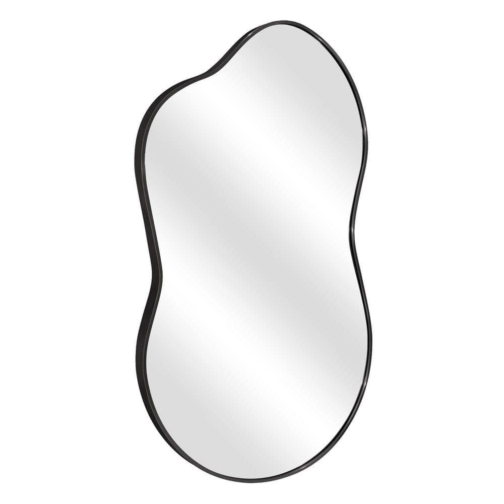 Funtouch Irregular Wall Mirrors 24"x 36" Cloud Shaped Mirrors for Bathroom, Aluminum Alloy Frame Black