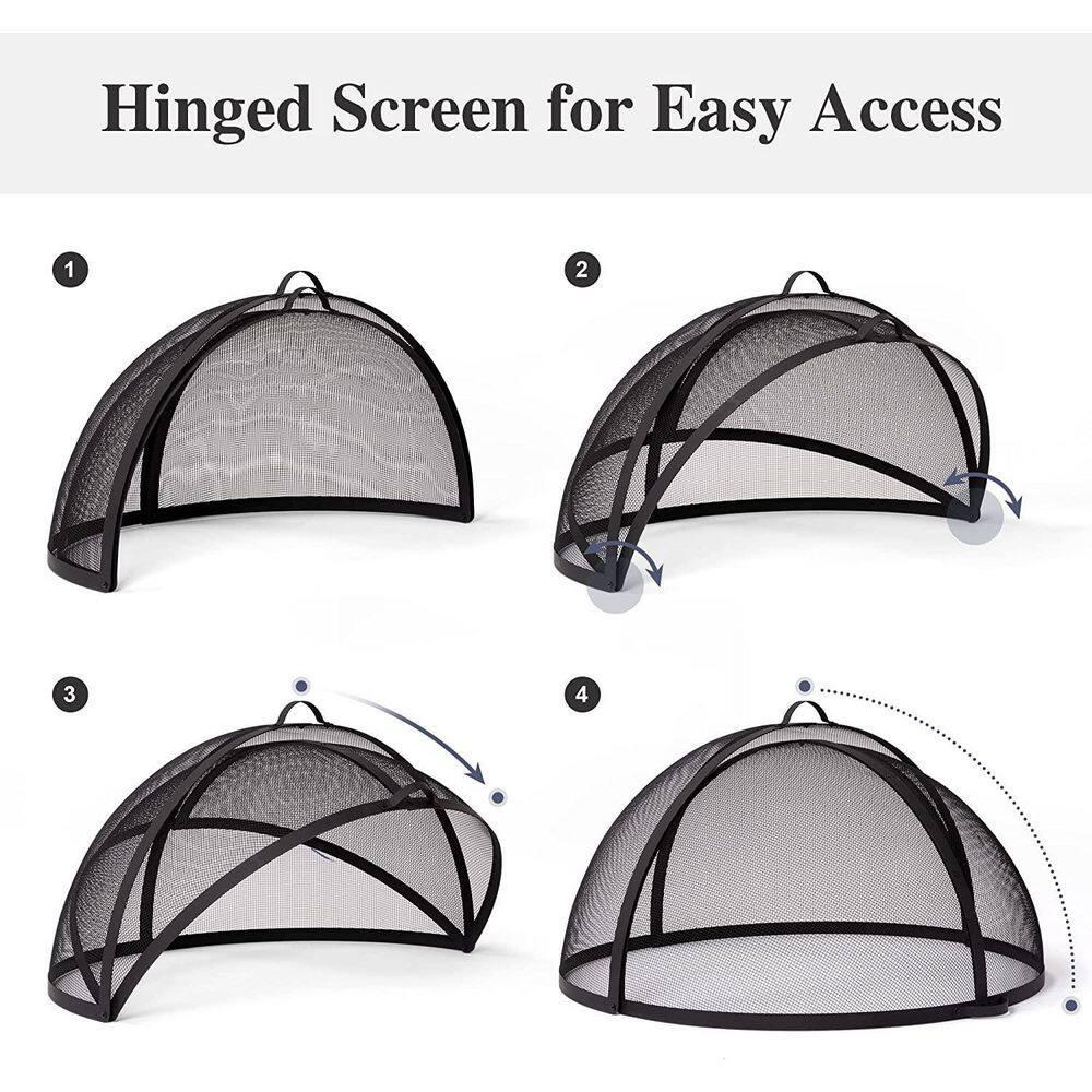 SUNCREAT Heavy-Duty Fire Pit Screen, Steel Mesh Round Spark Screen with Handle, 36 inch