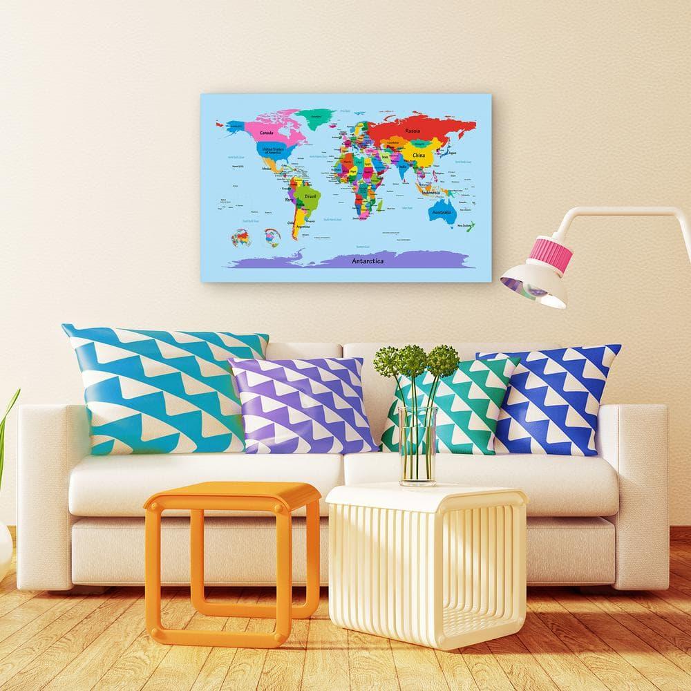 Trademark Fine Art - 22"x32" Michael Tompsett 'Childrens World Map' Canvas Art