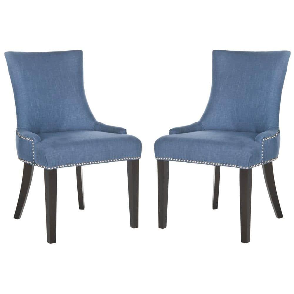 Lester 19" H Dining Chair With Nail Head Trim (Set of 2) - MCR4709 - Navy - Safavieh Couture