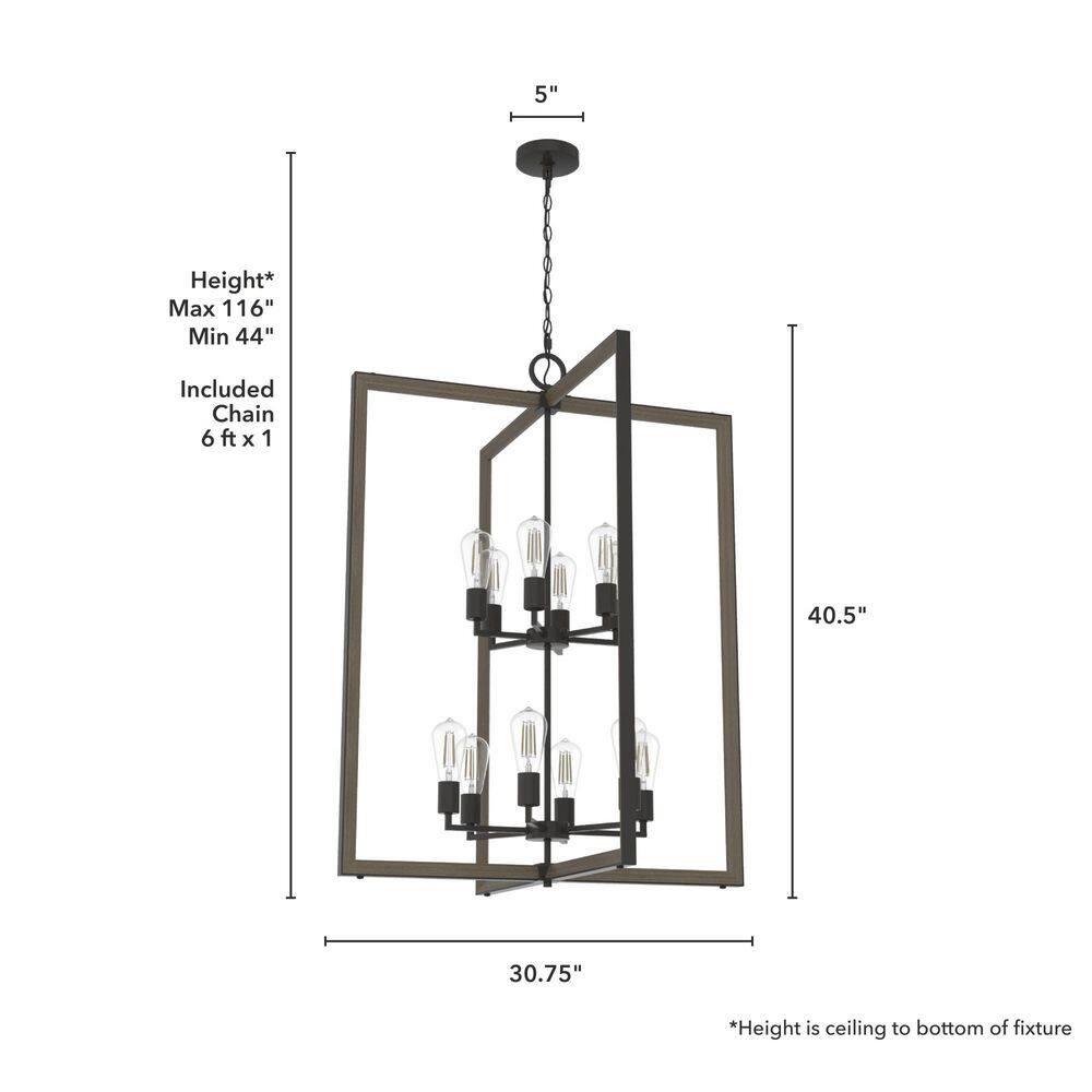 Woodburn 12 Light 30.5 Inch Foyer Pendant Ceiling Light Fixture