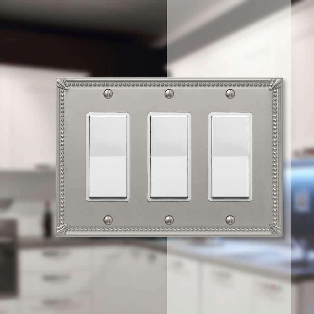 Amerelle 74RRRBN Moderne Wallplate 3 Rocker Cast Metal Brushed Nickel 1-Pack