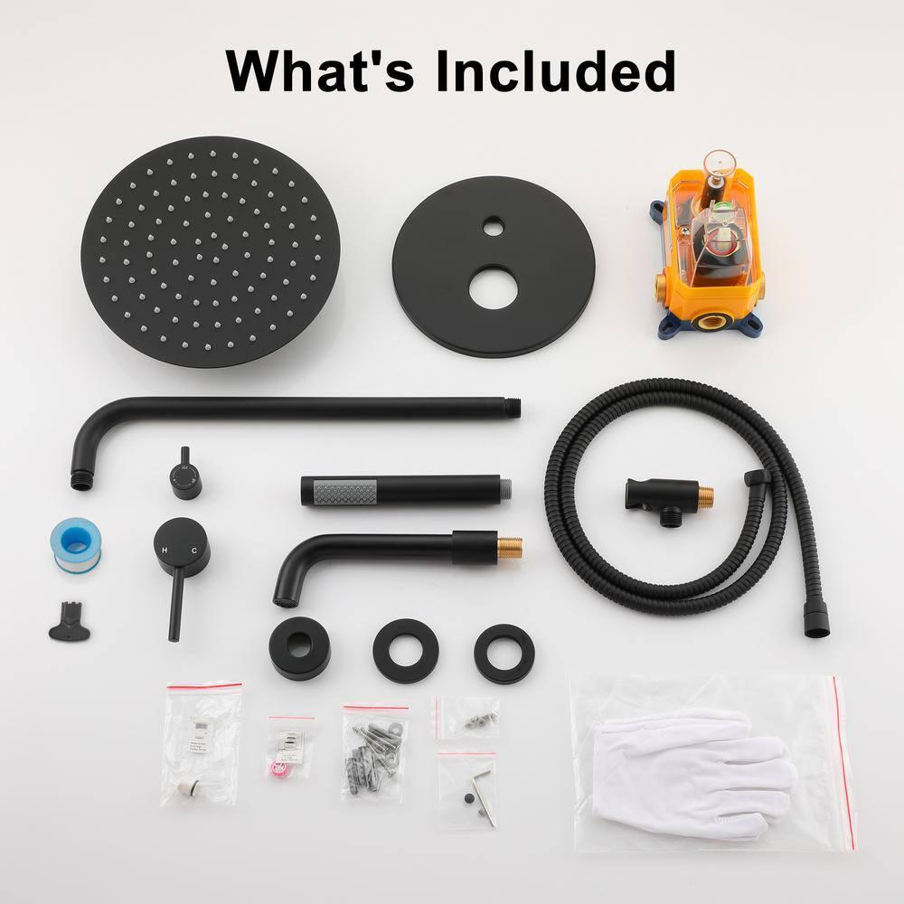 Matte Black Large Round Dual Shower Head System with Handheld