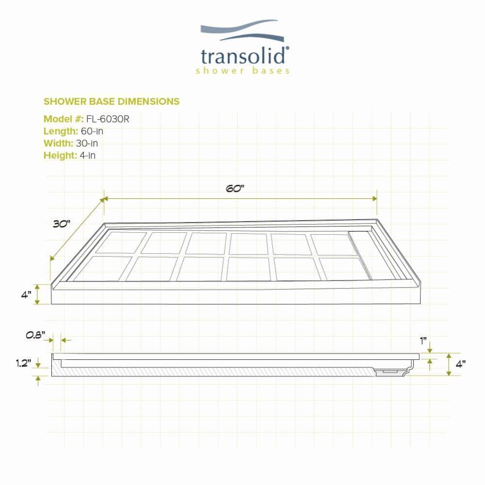 30'' W 60'' D Rectangular Single Shower Base