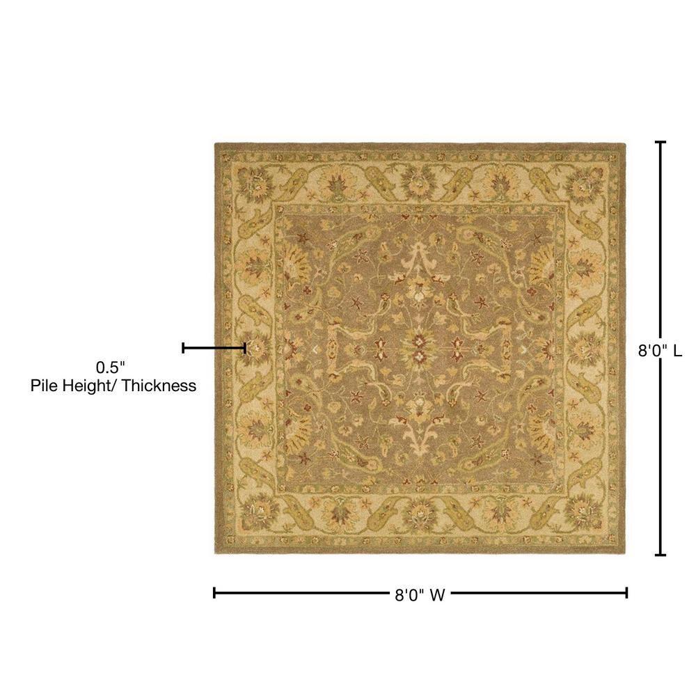 SAFAVIEH Antiquity Beaufort Oriental Wool Area Rug, Brown/Gold, 8' x 8' Square