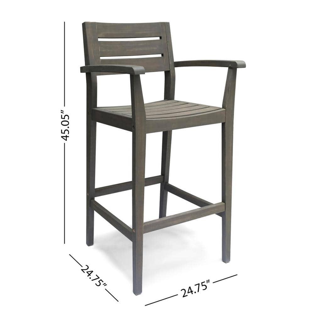 GDF Studio Brigitte Outdoor Acacia Wood 5 Piece Bar Set, Gray