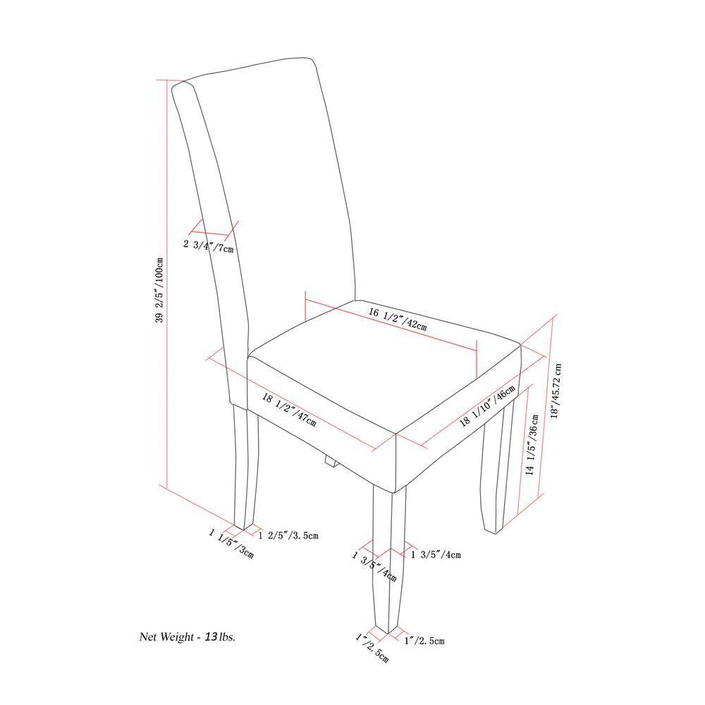 Simpli Home Upholstered Parson Dining Chair with Tufted Backrest and Solid Wood Frame