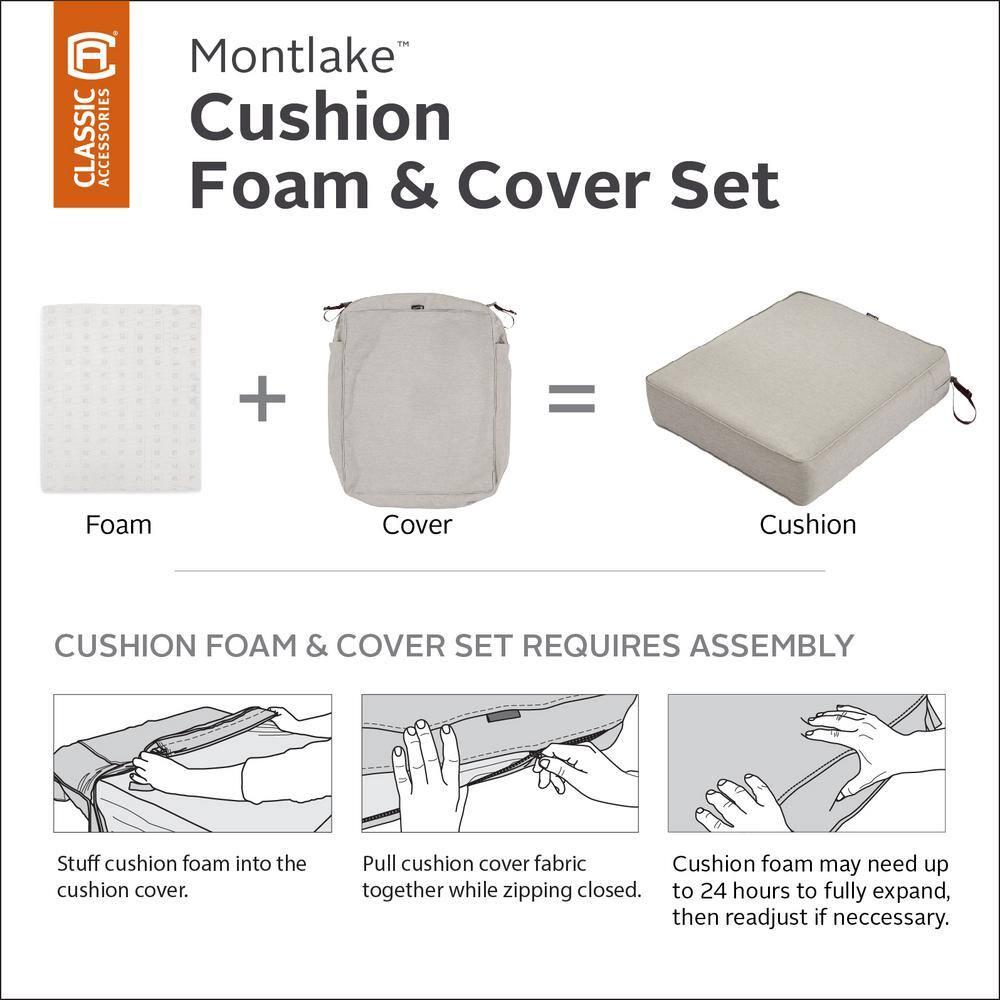 Classic Accessories Montlake FadeSafe Water-Repellent 48 x 18 x 3 Inch Outdoor Bench Cushion, Heather Grey