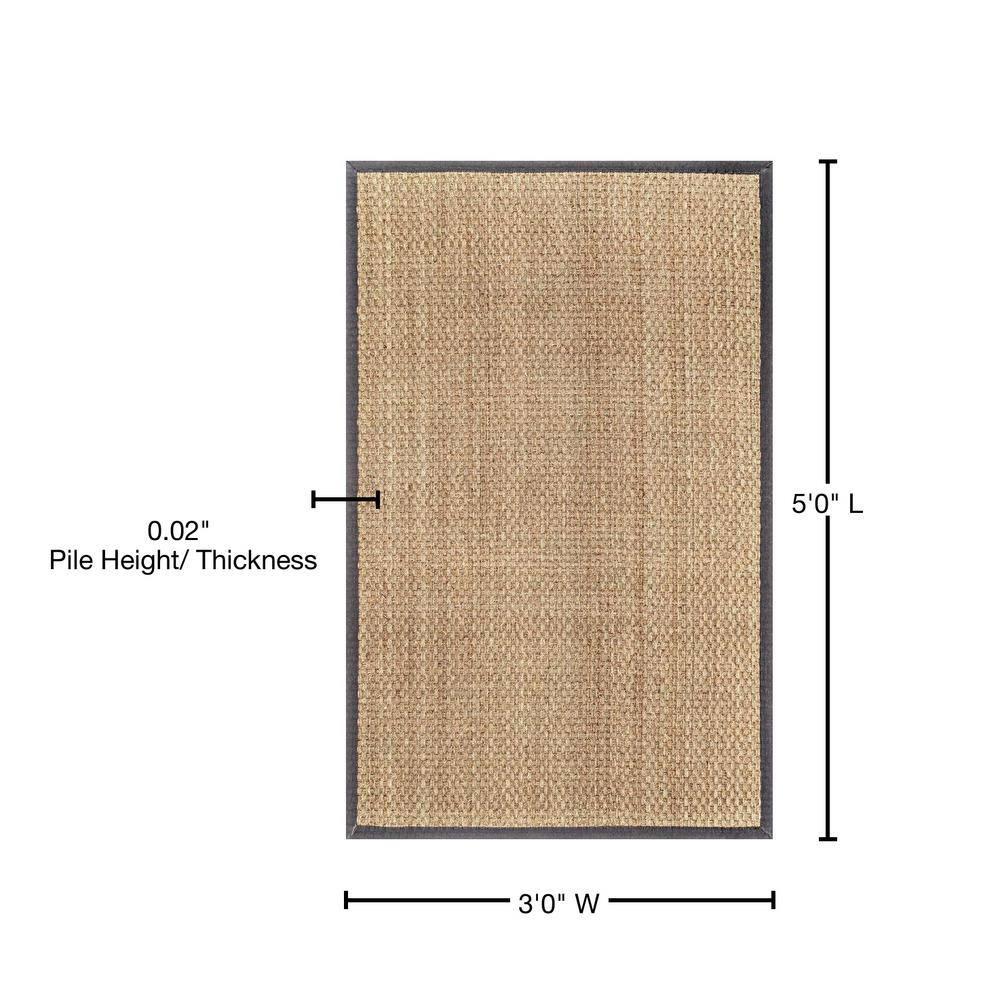 nuLOOM Hesse Checker Weave Seagrass Indoor/Outdoor Accent Rug, 3x5, Dark Grey
