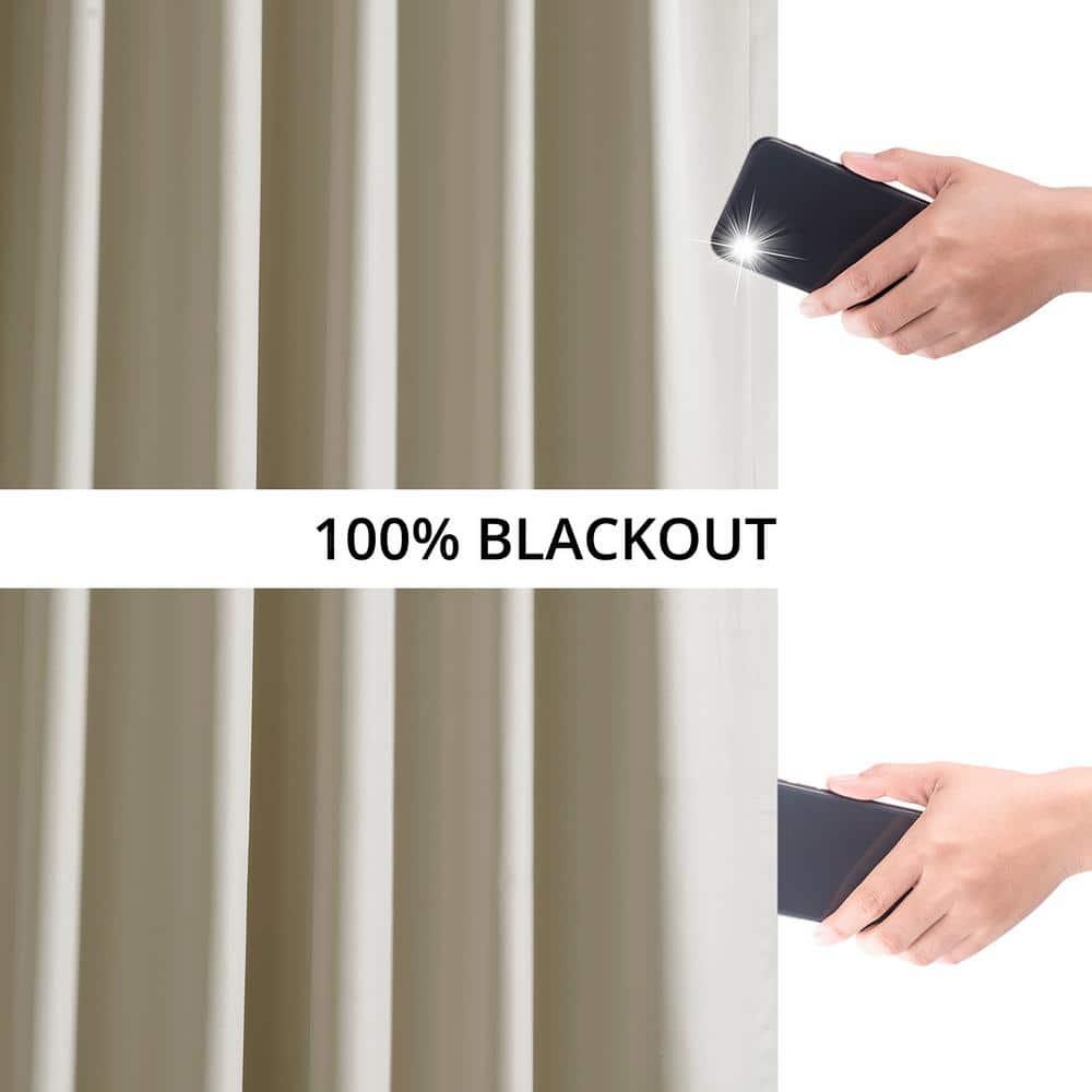 Dark Ivory Essential Polyester 50 in. W x 96 in. L Rod Pocket 100% Blackout Curtain (Single Panel)