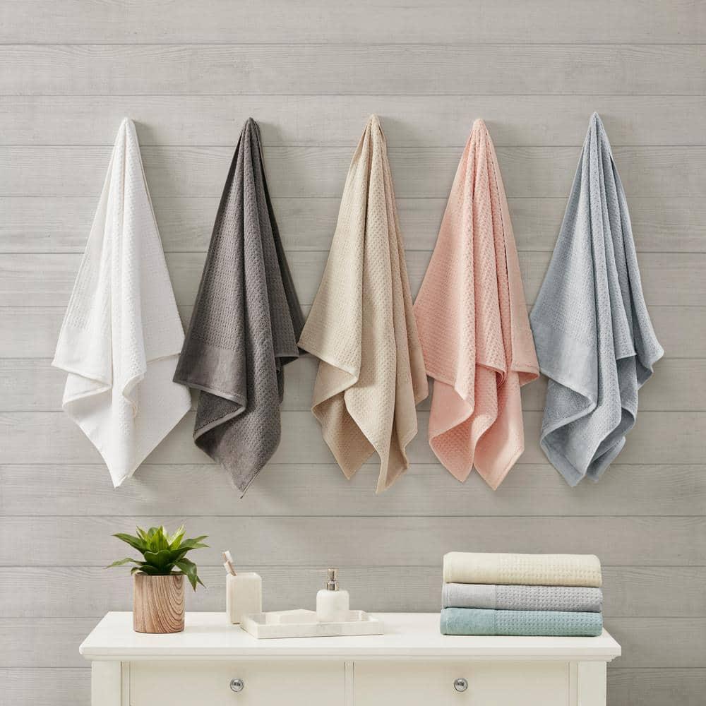 Madison Park Spa Waffle Cotton Jacquard Antimicrobial Bath Towel 6 Piece Set
