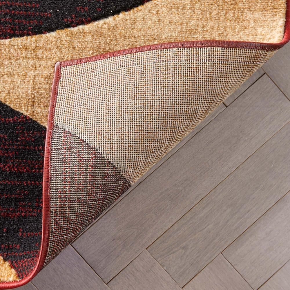 Well Woven 5 x 7 (ft) Loomed Polypropylene Red Rectangular Indoor Geometric Mid-Century Modern Area rug
