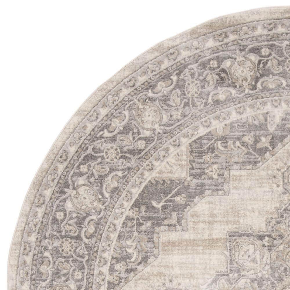SAFAVIEH Brentwood Salah Oriental Area Rug, Cream/Grey, 9' x 9' Round
