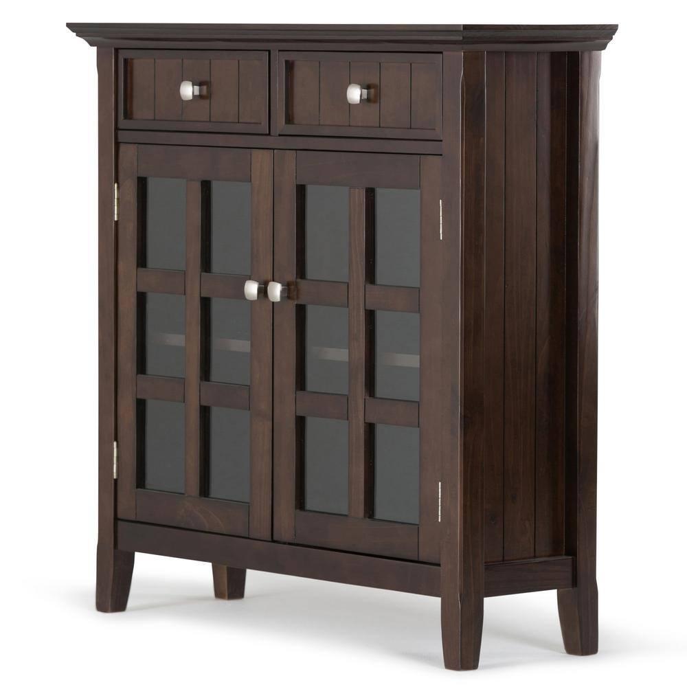 Simpli Home Acadian Solid Wood Entryway Storage Cabinet In Brunette Brown