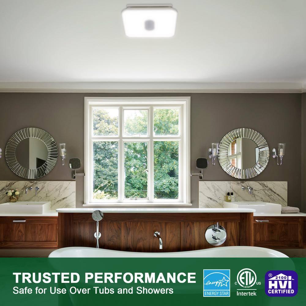 90 CFM Energy Star Bathroom Ventilation with Lighting Square Exhaust Night Light Fan Bathroom Fan