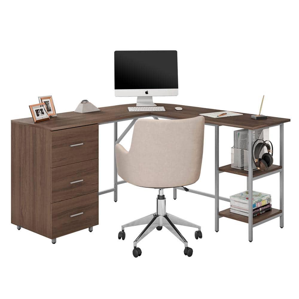 17 Stories Techni Mobili L-Shape Home Office Two-Tone Desk With Storage