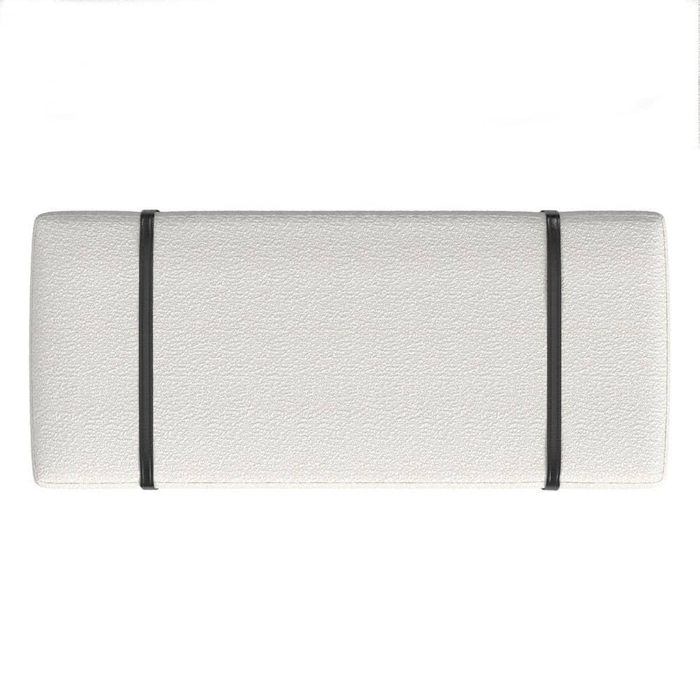 HomePop Upholstered Bench Cream Boucle/Black: Rectangle Ottoman for Bedroom, Entryway, End of Bed