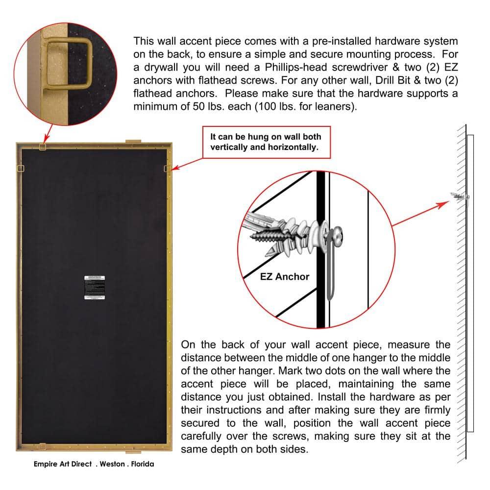 Empire Art Direct "Gleaming Horizon Wall Mirror" 40"x80" with Textured Acrylic Embellished, on Gold Iron Frame