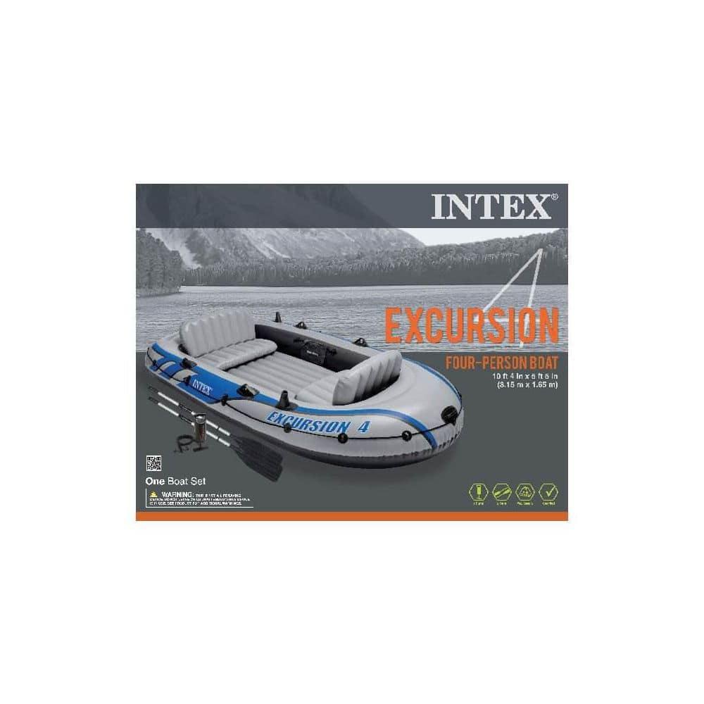 Intex Excursion 4 Inflatable Rafting/Fishing Boat Set With 2 Oars | 68324EP