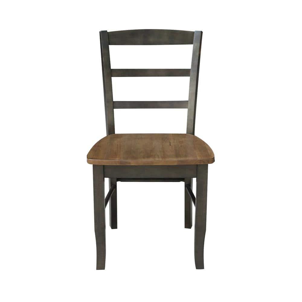Set of 2 Madrid Ladderback Chairs Hickory/Washed Coal - International Concepts: Solid Wood, Unupholstered