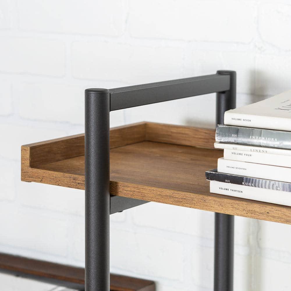 68" Urban Pipe Bookcase with 5 wood Shelves in Barnwood brown