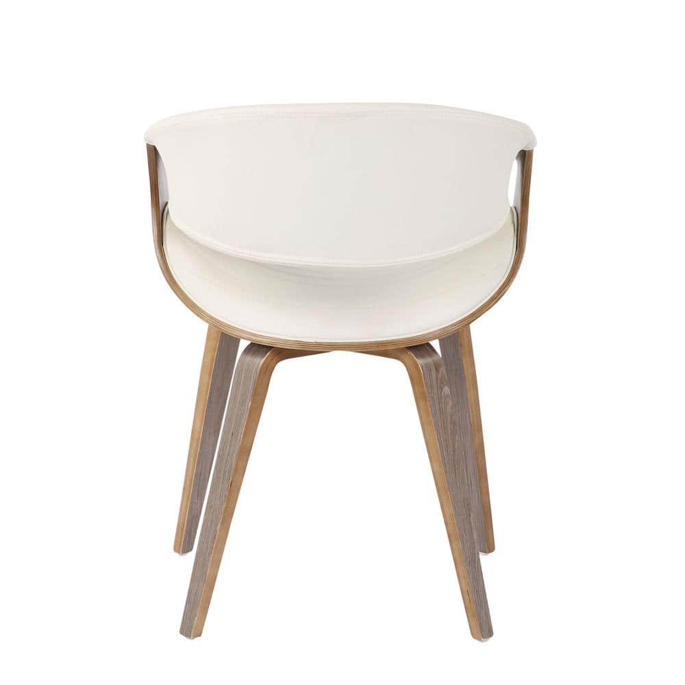 Symphony Mid-Century Modern Dining Accent Chair: Faux Leather, Wood Legs, Tufted - LumiSource
