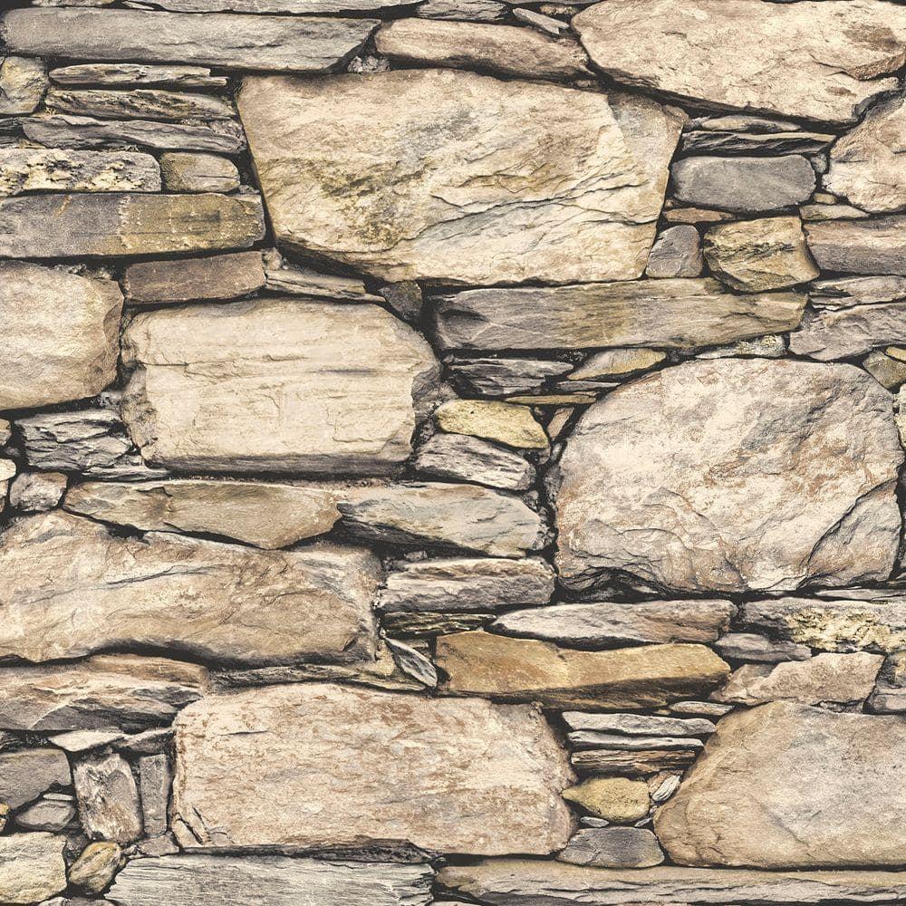 NuWallpaper Hadrian Stone Wall Vinyl Peel And Stick Wallpaper, 216-in by 20.5-in, 30.75 sq. ft.