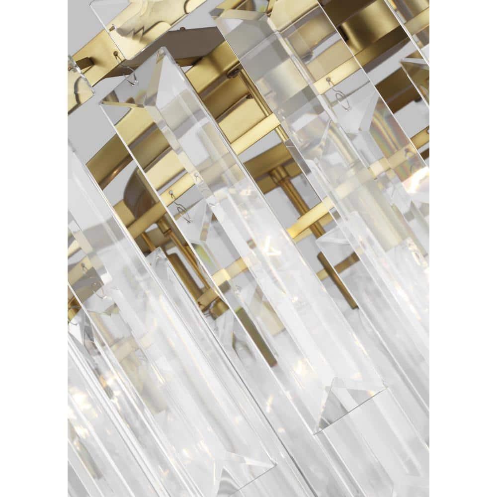 Elegant Burnished Brass and Crystal 16-Light Chandelier