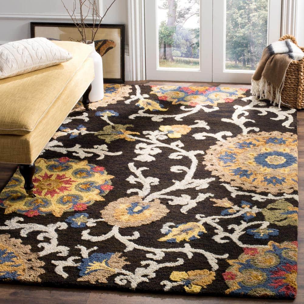 Blossom BLM401 Hand Tufted Area Rug - Charcoal/Multi - 6'x9' - Safavieh.