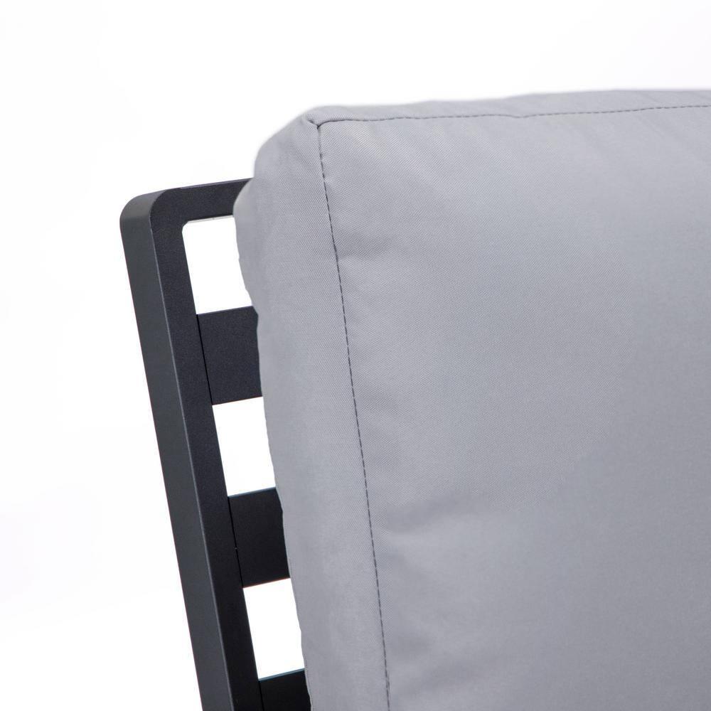 Leisuremod Walbrooke Modern Polyester Loveseat with Black Aluminum Frame and Removable Cushions (Light Grey)