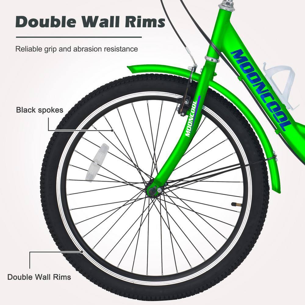 MOPHOTO Adult Tricycles 3 Wheel 7 Speed Trikes, 24 inch with Big Basket for Shopping, Picnics Exercise Men's Women's Cruiser Bike