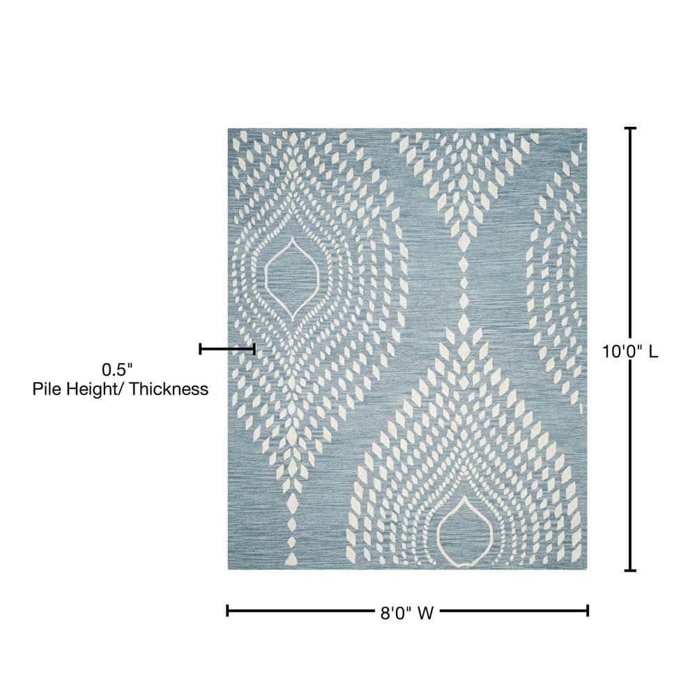 Bella BEL126 Hand Tufted Area Rug - Blue/Ivory - 8'x10' - Safavieh.